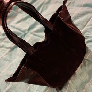Italian Black Leather and Suede Tote